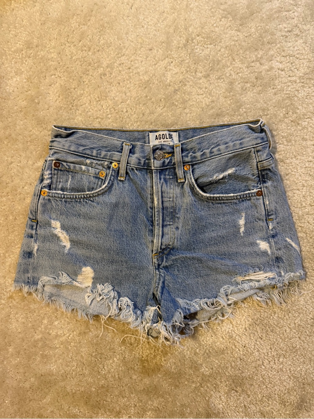GUC Agolde Size 23 Distressed Denim Shorts